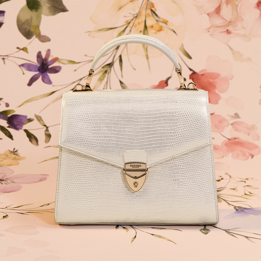 Cream crocodile skin handbag sold at Aspinal of London for Aspinal of London Discount codes