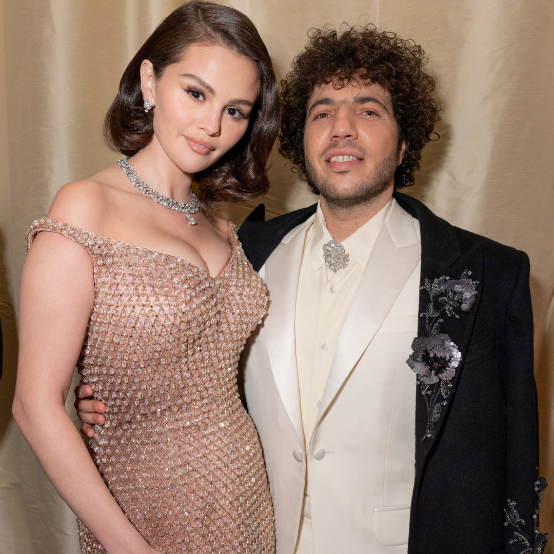 Selena Gomez and Benny Blanco attend the 97th annual Oscars at Ovation Hollywood on March 02, 2025 in Hollywood, California.
